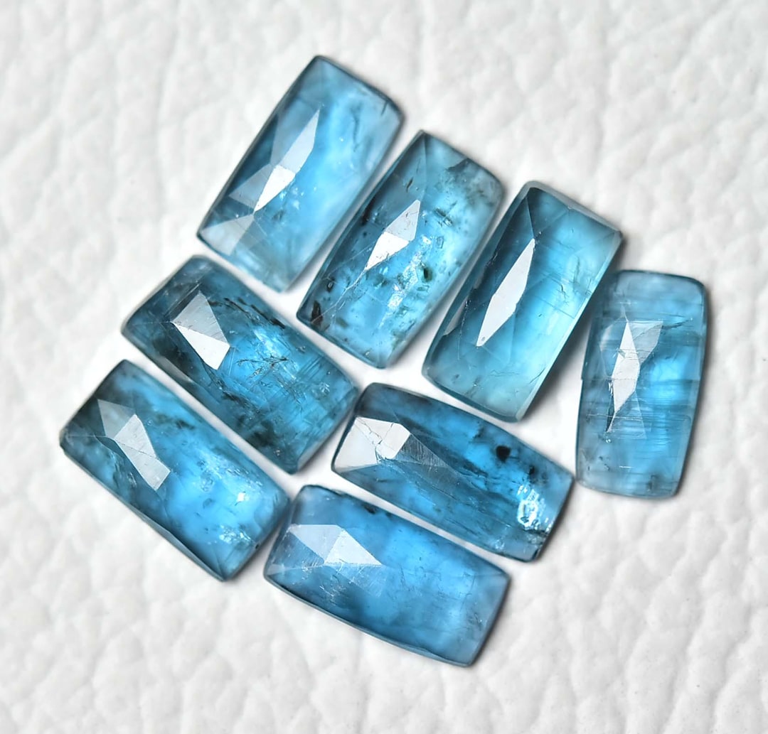 5 Pieces Natural Teal Blue Kyanite Faceted Loose Gemstone 5x10mm ...
