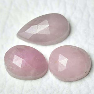 3 Pieces Natural Pink Sapphire Faceted Loose Gemstones 8x10.5mm - 7.3x12.8mm Odd Shape Sapphire Gemstone Rose Cut Gems Stones Cabochon J-913