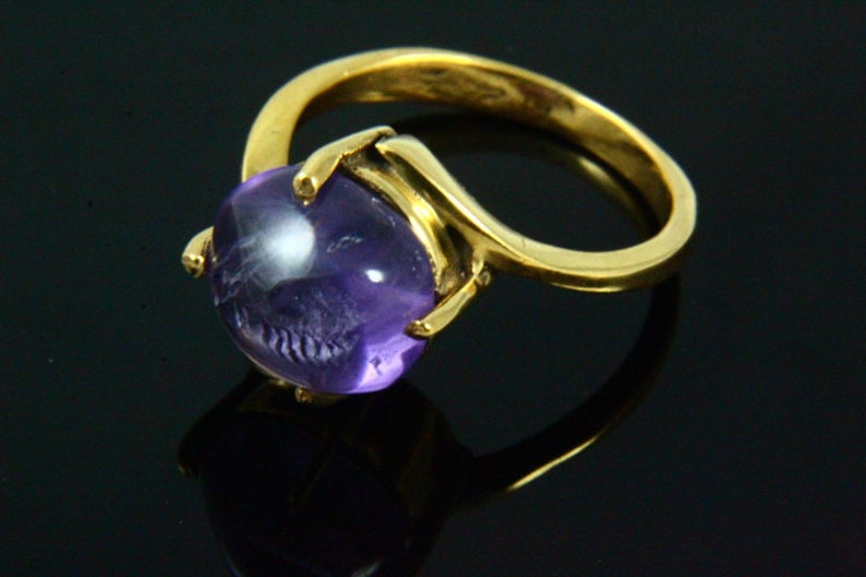 14K Gold Plated Gemstone Jewelry Natural Amethys Ring Birthstone Ring Amethyst Jewelry Gold Ring Handmade Jewelry Gemstone Ring