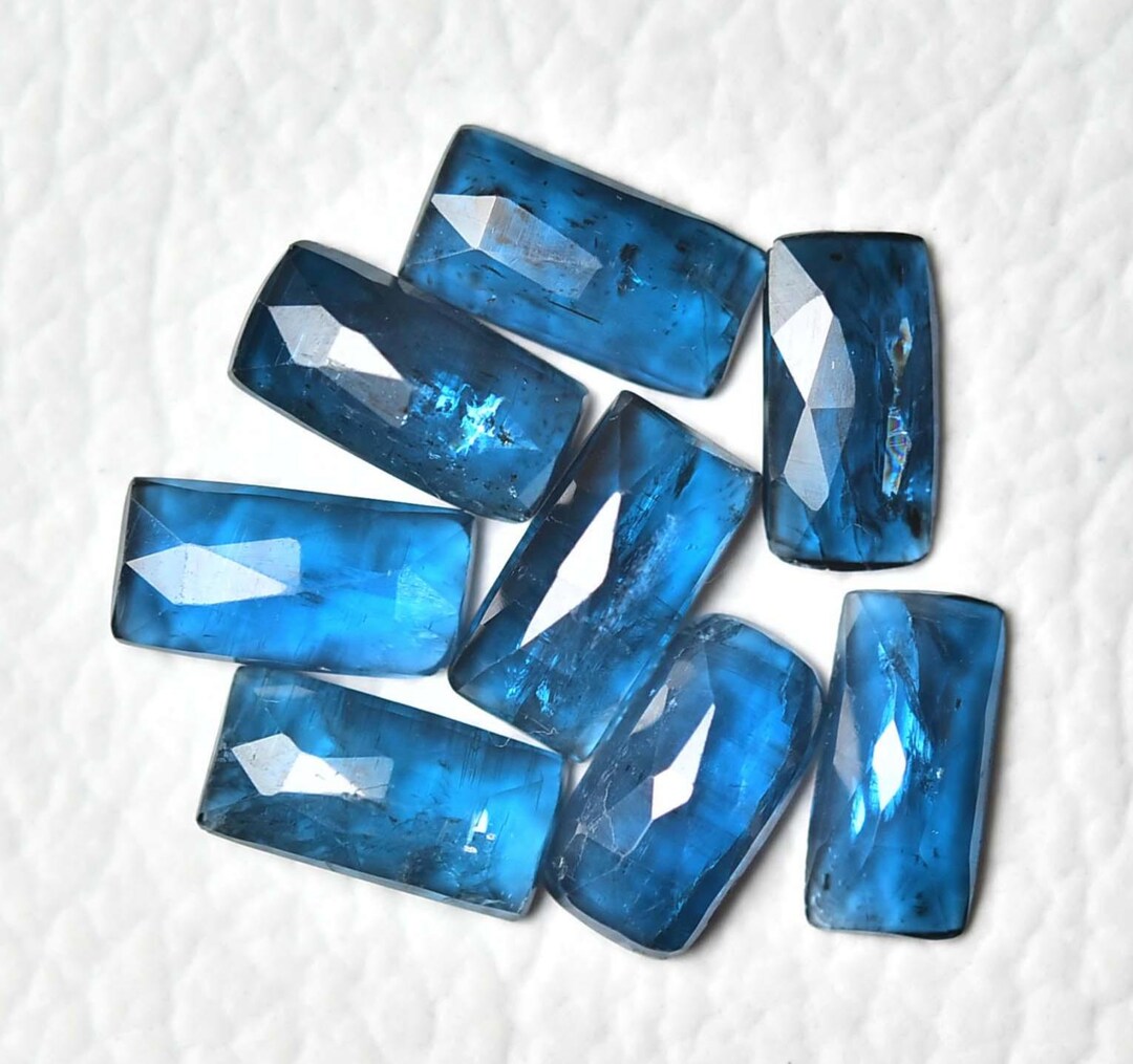 4 Pieces Natural Teal Blue Kyanite Faceted Loose Gemstone 5x10mm ...