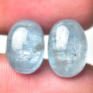 2 Stück Natürliche Himmel Blau Kyanit Cabochon 9.5 x 13 mm - 9.7x13.8 mm Oval Form Seltene Kyanit Edelsteine Cabs Lose Steine Glatte Cabochons J-533