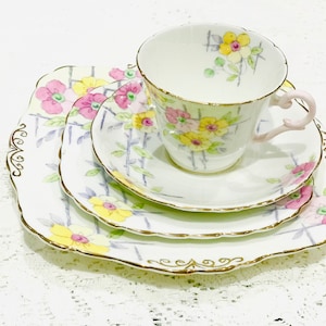 Vintage Tea Set Teacup Saucer Plates  Pink Floral Afternoon Tea Party