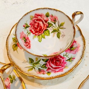 Pink Roses - Vintage Pink Rose Teacup & Saucer Set English Afternoon tea china “Orleans Rose” by Royal Standard China