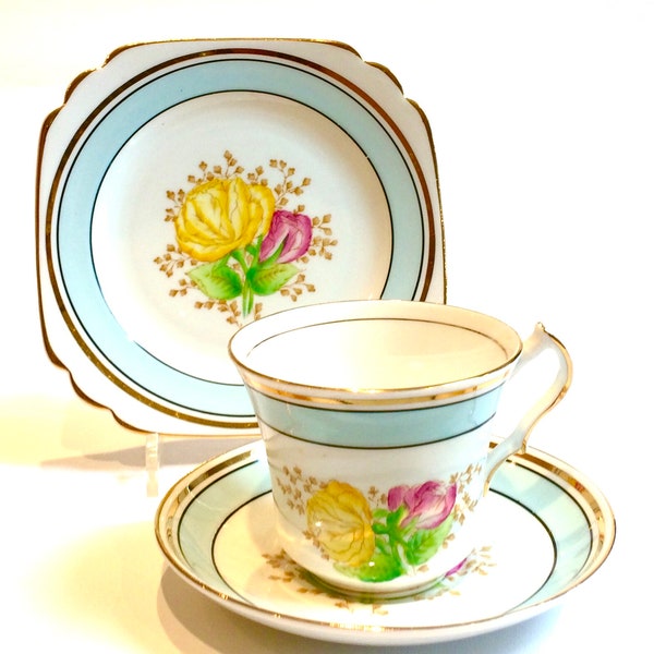 Vintage Find Blue Teacup Saucer Set English vintage bone China afternoon tea