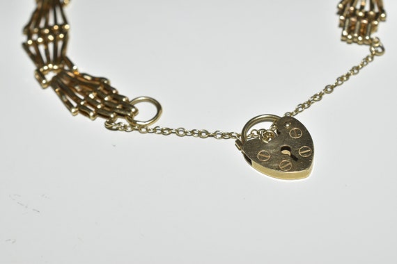 Ladies Vintage 9ct Yellow Gold Gate Link Bracelet… - image 5
