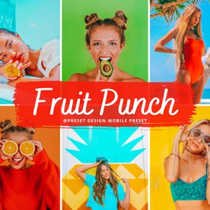 10 Lightroom Mobile Presets FRUIT PUNCH, Color Pop Lightroom Preset, Vibrant Presets for Bloggers, Colorful Instagram filter, Summer Preset