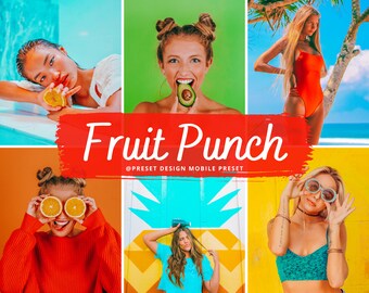 10 Lightroom Mobile Presets FRUIT PUNCH, Color Pop Lightroom Preset, Vibrant Presets for Bloggers, Colorful Instagram filter, Summer Preset