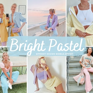 10 Bright Pastel Lightroom Mobile Preset, Creamy Peach Photo Filter for Instagram Influencer, Bright Airy Blogger Preset, Blue & Pink Preset