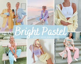 10 Bright Pastel Lightroom Mobile Preset, Creamy Peach Photo Filter for Instagram Influencer, Bright Airy Blogger Preset, Blue & Pink Preset