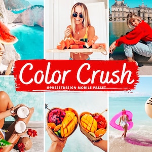 10 Color Crush Lightroom Mobile Presets, lebendige Fotobearbeitung für Instagram Blogger, heller Sommer-Reisefilter, farbenfroher Lifestyle-Preset