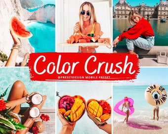 10 Color Crush Lightroom Mobile Presets, Vibrant Photo Editing for Instagram Blogger, Bright Summer Travel Filter, Colorful Lifestyle Preset