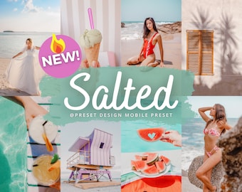 18 Salted Lightroom Presets For Mobile, summer beach instagram filter, Travel Presets For Blogger Lifestyle, Aesthetic Light Photo Editing