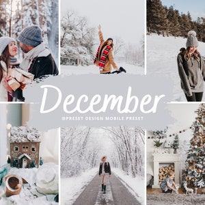 10 Lightroom Mobile Presets, December Instagram Filter, Light Airy Winter Preset, Christmas Presets for Blogger, Cold Soft Filter
