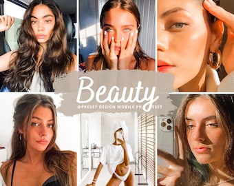 May include: A collage of four images featuring women with different hairstyles and makeup looks. The images are arranged in a grid pattern and have a soft, warm color palette. The text "Beauty" is written in a stylized font across the center of the collage.