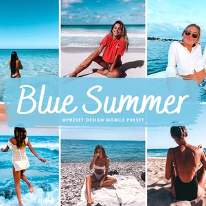 10 Blue Summer Lightroom Mobile Preset, Bright Summer Photo Editing Filter for Instagram Influencer, Beach Travel Preset for Blogger, Tan