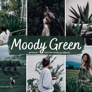 10 Moody Green Lightroom Mobile Preset, Dark Nature Photo Editing for Instagram Influencer, Earthy Tones for Blogger, Wild Scenery Filter