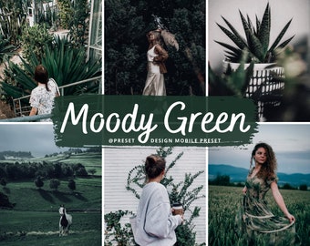 10 Moody Green Lightroom Mobile Preset, Dark Nature Photo Editing voor Instagram Influencer, Earthy Tones voor Blogger, Wild Scenery Filter
