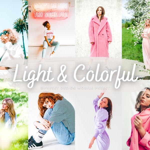 10 Light & Colorful Lightroom Presets for Mobile and Desktop, Vibrant Blogger and Instagram Photo Filters, Bright Preset for Photo Editing