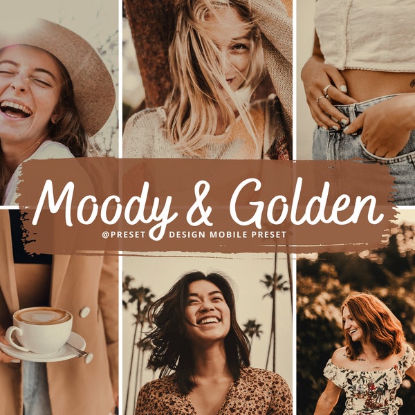 10 Moody & Golden Lightroom Mobile Preset, Rustic Photo Editing for Instagram Influencer, Warm Outdoor Filter for Blogger, Portrait Preset