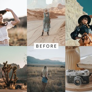 May include: A collage of images featuring different people wearing hats and clothing in various outdoor settings. The images are arranged in a grid pattern with the word "BEFORE" in the center.