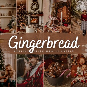 Christmas Lightroom Mobile Presets, 10 Gingerbread Instagram Filter, Winter Preset for Holidays, Warm Moody Presets for Blogger