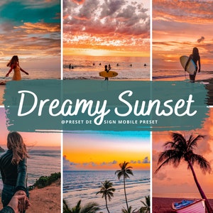 10 Dreamy Sunset Lightroom Mobile Preset, Sunset Glow Photo Filter For Instagram, Bright Sunrise Influencer Blogger Presets, Warm Light