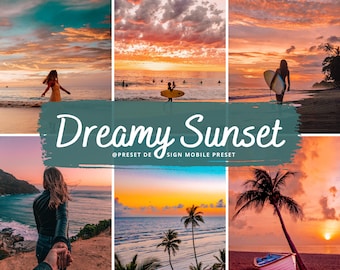 10 Dreamy Sunset Lightroom Mobile Preset, Sunset Glow Photo Filter For Instagram, Bright Sunrise Influencer Blogger Presets, Warm Light