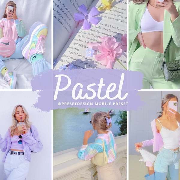 10 Pastel Lightroom Mobile Preset, Dreamy Peach Photo Filter for Instagram Influencer, Bright Airy Blogger Preset, Purple & Pink Preset