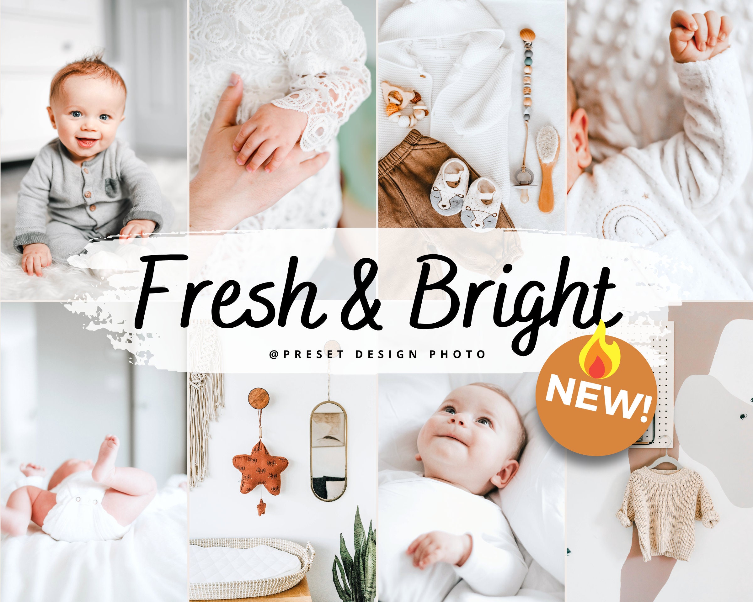 17 świeżych i jasnych presetów do programu Lightroom Preset dla noworodków Preset dla mam-blogerek na Instagramie Preset dla dzieci Preset dla dzieci Czyste i jasne presety