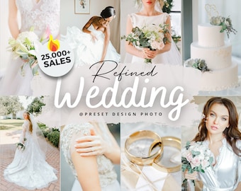 12 Refined Wedding  Presets Lightroom for Mobile, Perfect love photo filter for bright white wedding, Professional Couple Photography Preset