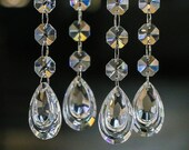 5pcs 38mm Teardrop Hanging Crystal Prisms Glass Octagon Beads Pendant for Chandelier,Candelabra,Ceiling Lights,Wedding Decor