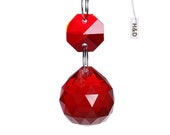 5PCS Red 20mm Crystal Ball Suncatcher Hanging Glass Crystal Chandelier Part 14mm Octagonal Bead Pendant Prism for Wedding Decor DE1513115 5