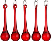 10pcs Red Crystal Chandelier Lamp Prisms Hanging Drops Pendants DIY Parts