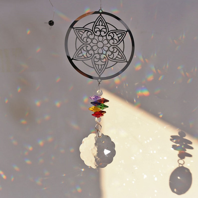 Handmade Crystal Rainbow Chakra Suncatcher Ball Prisms Window Hanging Decor Gift