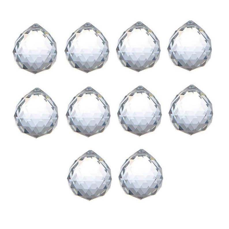 10pcs Yellow Crystal Prisms Ball Pendants Lamp Part Feng Shui Hanging Drop 20mm