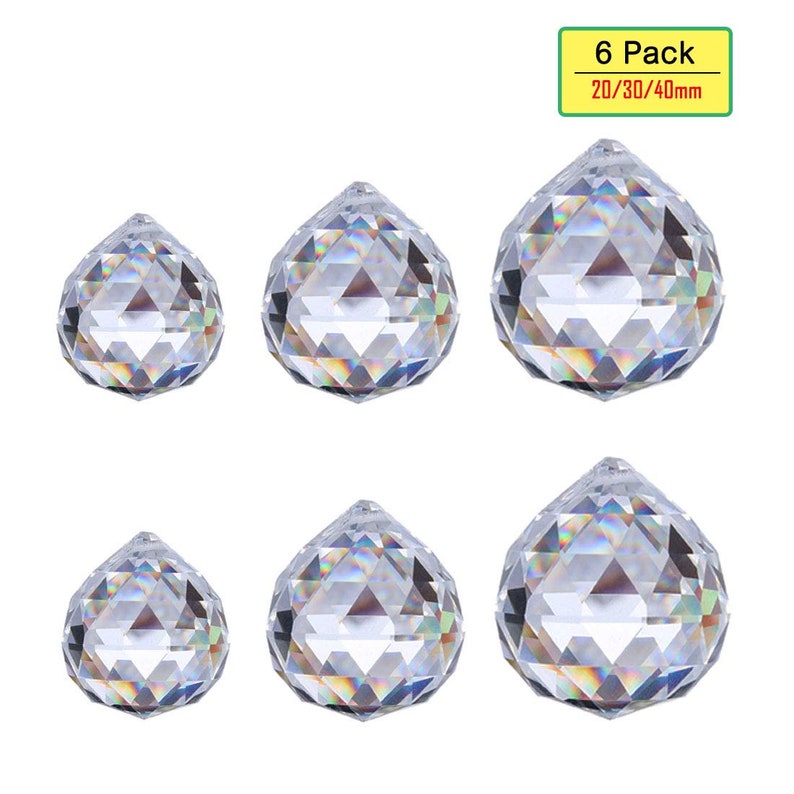 Feng Shui Clear Cut Crystal Sphere Rainbow Faceted Prism Suncatcher Window Decor