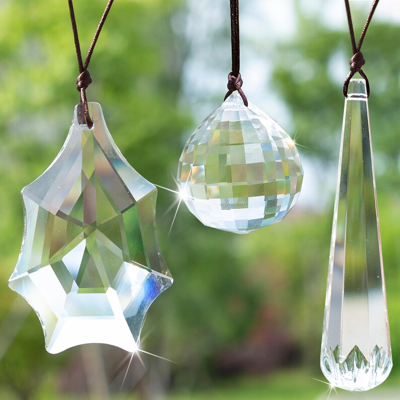 Stained glass crystal sun catcher spinner with feng shui crystal prism