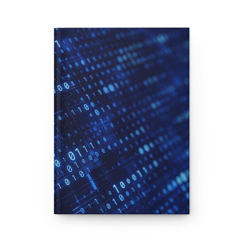 Binary Code Matrix Hardcover Journal | Blue Tech Data Notebook - Valentine's Day Gift For Him image 5