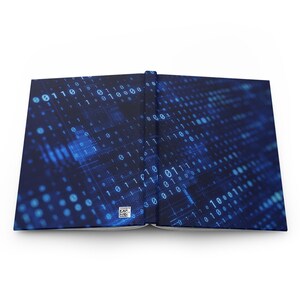 Binary Code Matrix Hardcover Journal | Blue Tech Data Notebook - Valentine's Day Gift For Him image 4