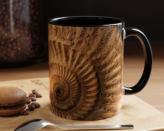 Nautilus Fossil Coffee Mug, Earthy Science Decor