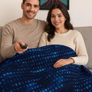 Binary Code Blanket: Cozy Throw for Computer Geeks