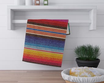 Modern Serape Tea Towel, Colorful Southwestern Kitchen Decor