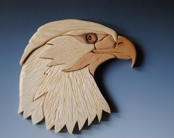 Bald Eagle Wallhanging Wood Intarsia Sculpture Mosiac Wallhanging Wildlife