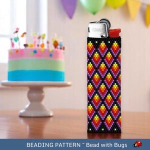 Peyote Stitch Beaded Lighter Cover, PURPLE FLAME by Bead with Bugs