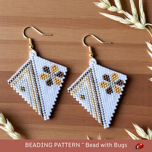 Peyote Stitch, Kite Earring Beading Pattern by Bead with Bugs, The Golden Hour