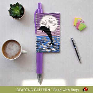 Dolphin Peyote Stitch Beaded Pen Wrap Pattern, Fits Pilot G2 (Digital Download)