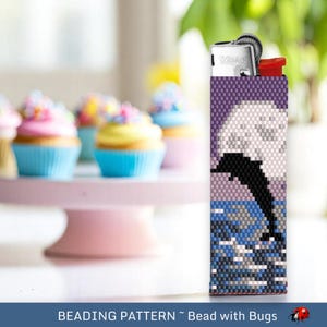 Peyote Stitch Beaded Lighter Cover, DOLPHINS by Bead with Bugs