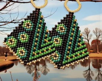 Peyote Stitch, Kite Earring Beading Pattern LILY PAD, PDF