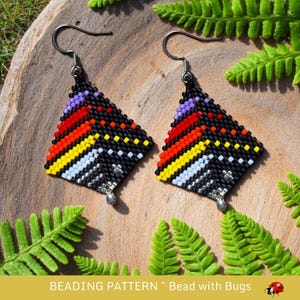 Peyote Stitch, Kite Earring Beading Pattern by Bead with Bugs, Bright Kite