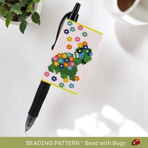 Peyote Stitch Beaded Pen Wrap Pattern, Sweet Turtle for Pilot G2 Pen